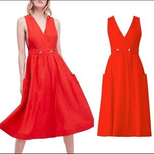Free People linen deep v wrap dress
